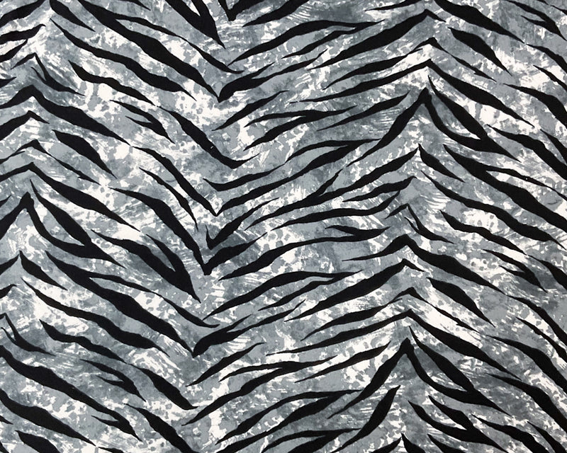 Gray-Multi Poly Stretch Tiger Print DB Jersey Knit Fabric