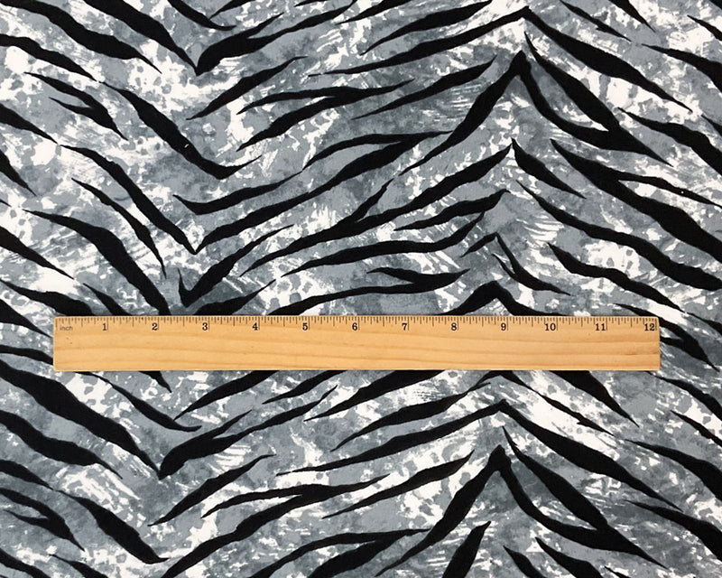 Gray-Multi Poly Stretch Tiger Print DB Jersey Knit Fabric