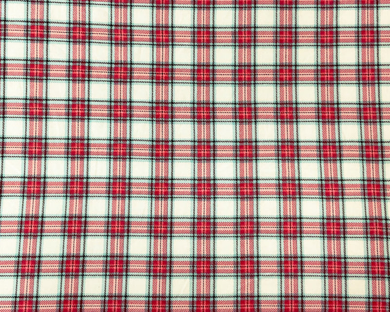 Red-Multi Poly Stretch Plaid-Check Print DB Jersey Knit Fabric
