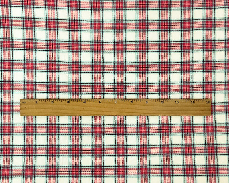 Red-Multi Poly Stretch Plaid-Check Print DB Jersey Knit Fabric