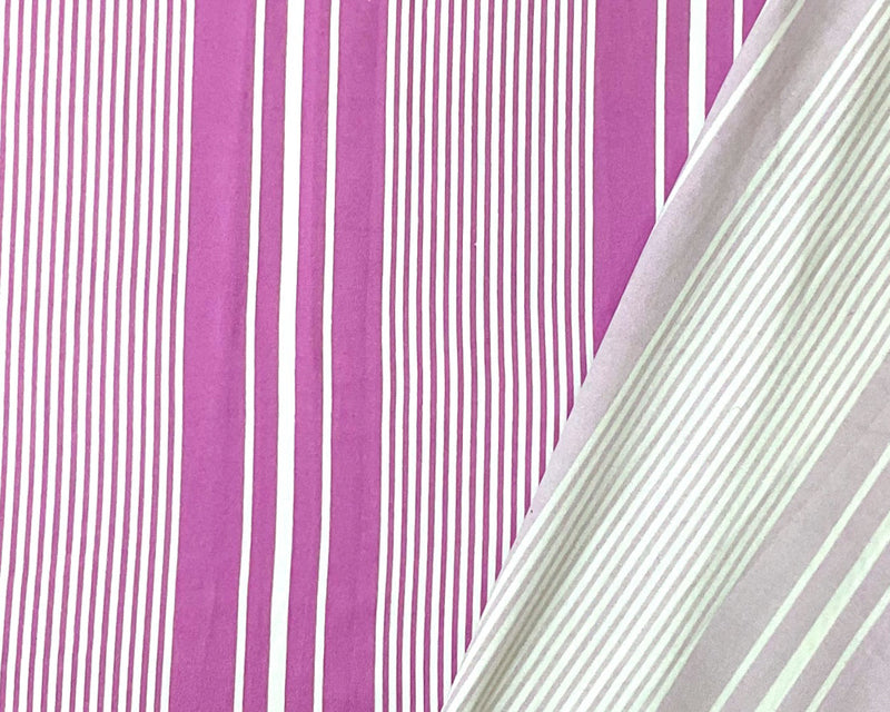 Lilac Purple Poly Stretch Vertical Stripe Print DB Jersey Knit Fabric