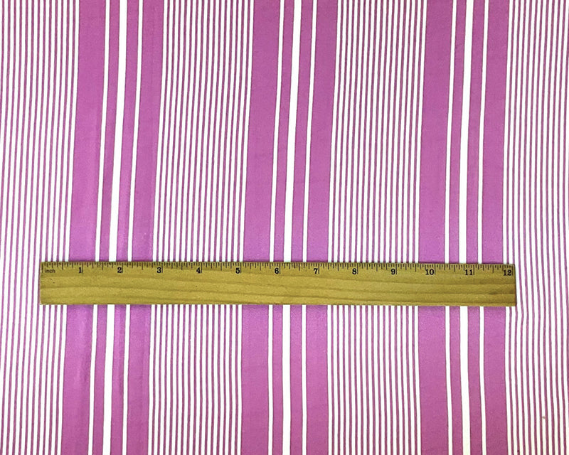 Lilac Purple Poly Stretch Vertical Stripe Print DB Jersey Knit Fabric