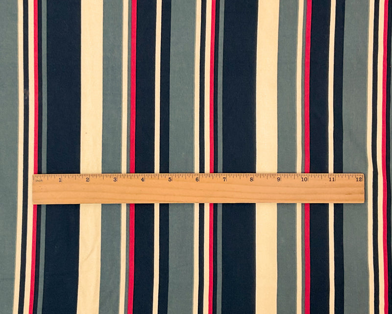 Black Poly Stretch Vertical Stripe Print DB Jersey Knit Fabric