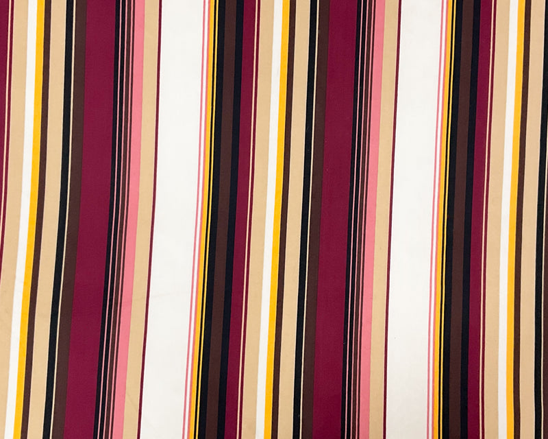 Deep Maroon-Multi Poly Stretch Spandex Vertical Stripe Print DB Jersey Knit Fabric