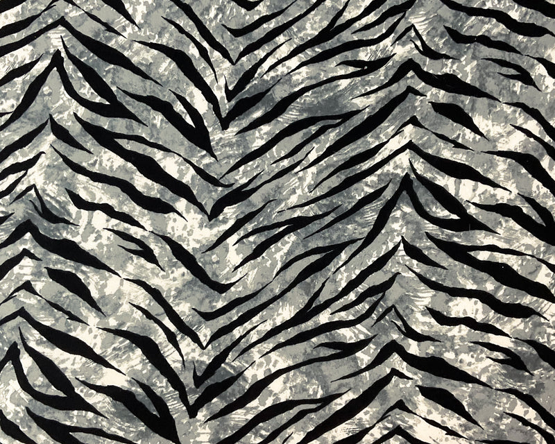 Gray-Multi Poly Spandex Stretch Tiger Print DB Jersey Knit Fabric