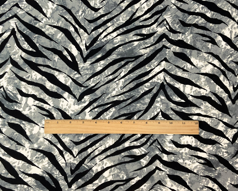 Gray-Multi Poly Spandex Stretch Tiger Print DB Jersey Knit Fabric