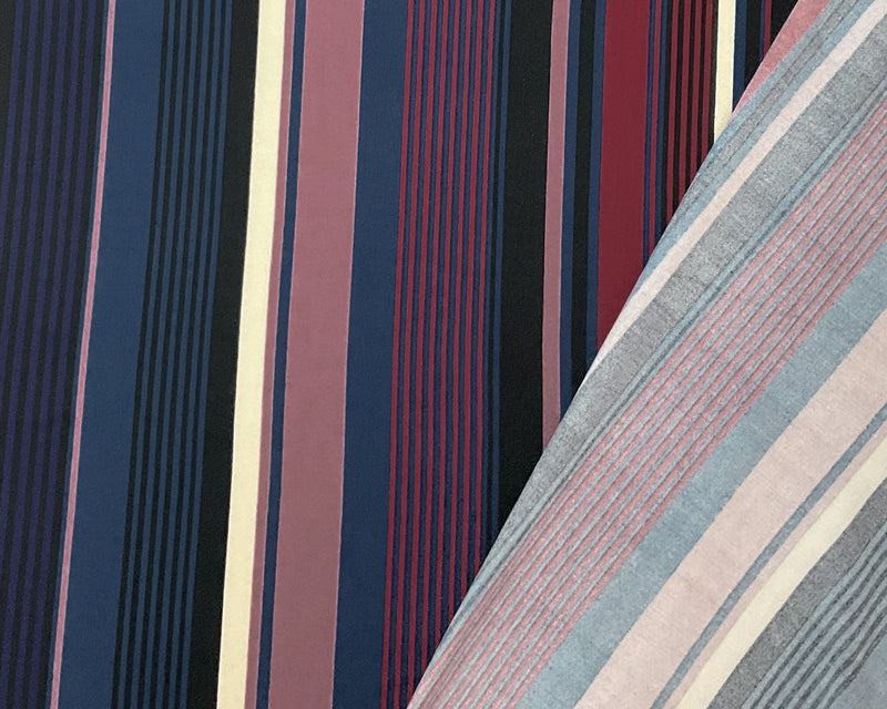 Red-Multi Poly Spandex Stretch Vertical Stripe Print DB Jersey Knit Fabric
