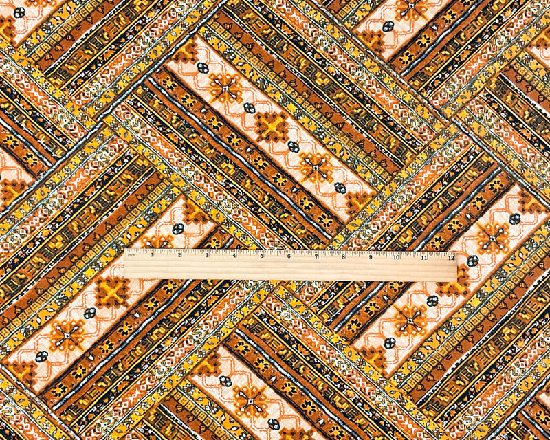 Brown-Multi Poly Stretch Spandex Aztec Print DB Jersey Knit Fabric
