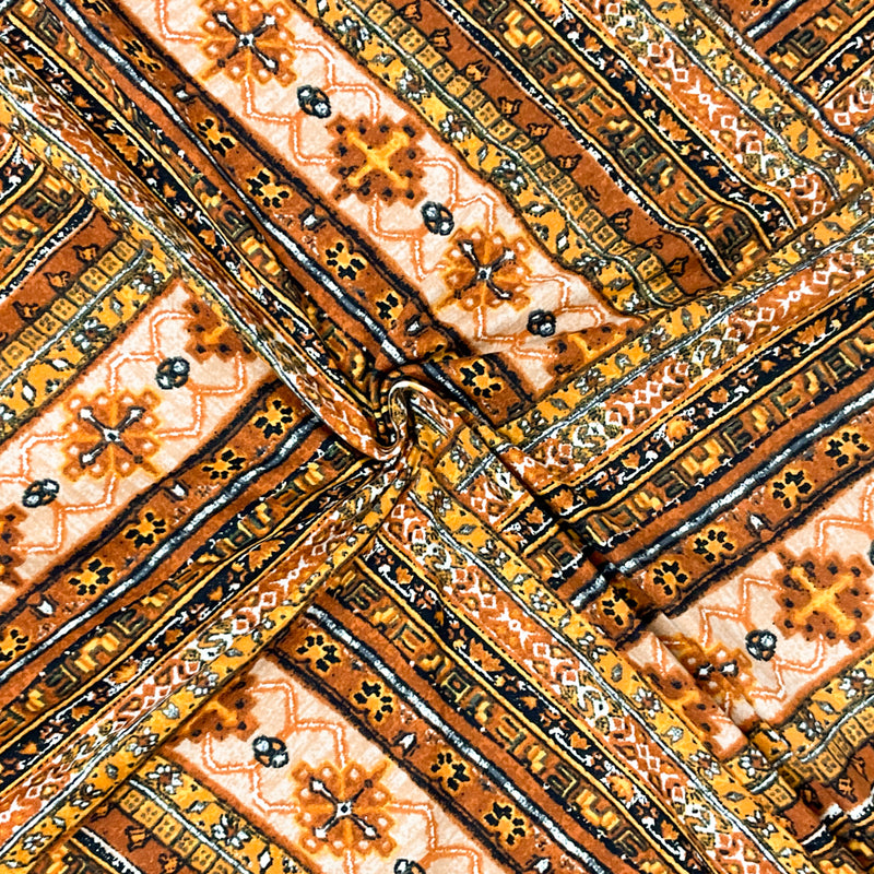 Brown-Multi Poly Stretch Spandex Aztec Print DB Jersey Knit Fabric