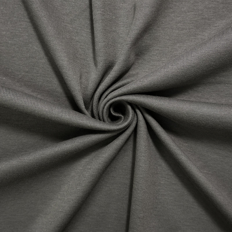 Gray Organic Cotton Solid 1X1 Rib Knit Fabric