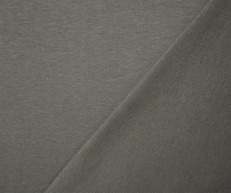 Gray Organic Cotton Solid 1X1 Rib Knit Fabric