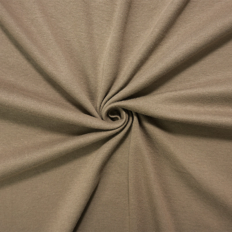 Brown Organic Cotton Solid 1X1 Rib Knit Fabric