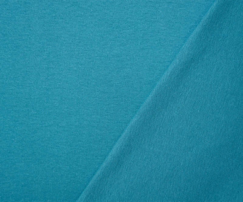 Teal Organic Cotton Solid 1X1 Rib Knit Fabric