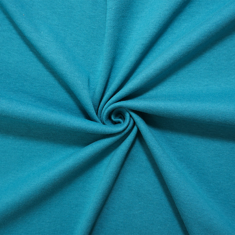 Teal Organic Cotton Solid 1X1 Rib Knit Fabric
