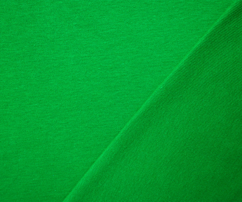 Green Organic Cotton Solid 1X1 Rib Knit Fabric