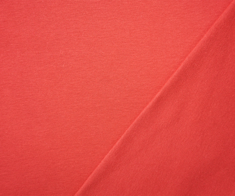 Red Organic Cotton Solid 1X1 Rib Knit Fabric