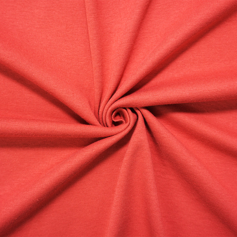 Red Organic Cotton Solid 1X1 Rib Knit Fabric