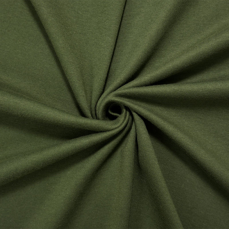 Green Organic Cotton Solid 1X1 Rib Knit Fabric