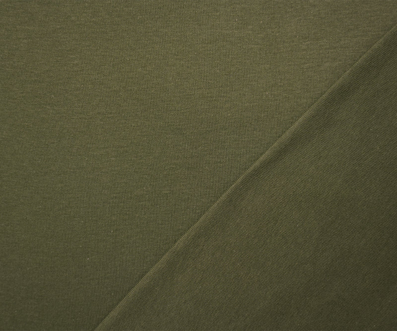 Green Organic Cotton Solid 1X1 Rib Knit Fabric