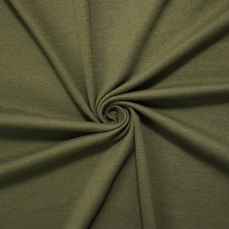 Green Organic Cotton Solid 1X1 Rib Knit Fabric