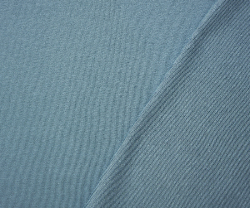Blue Organic Cotton Solid 1X1 Rib Knit Fabric