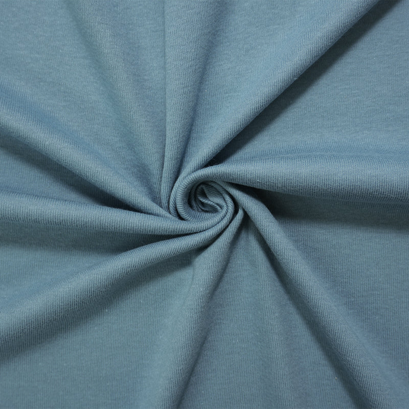 Blue Organic Cotton Solid 1X1 Rib Knit Fabric