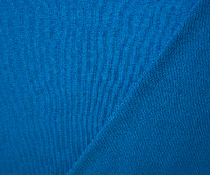 Blue Organic Cotton Solid 1X1 Rib Knit Fabric
