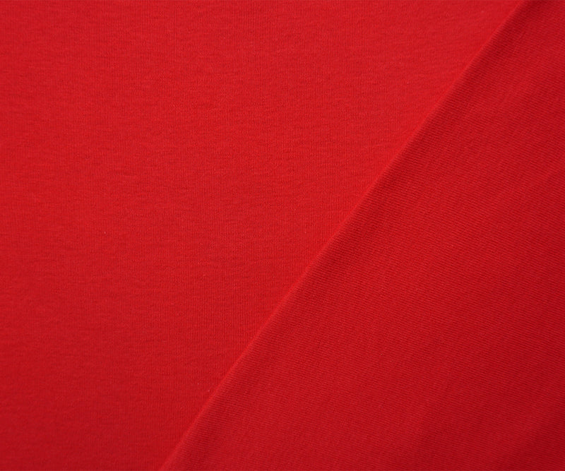 Red Organic Cotton Solid 1X1 Rib Knit Fabric