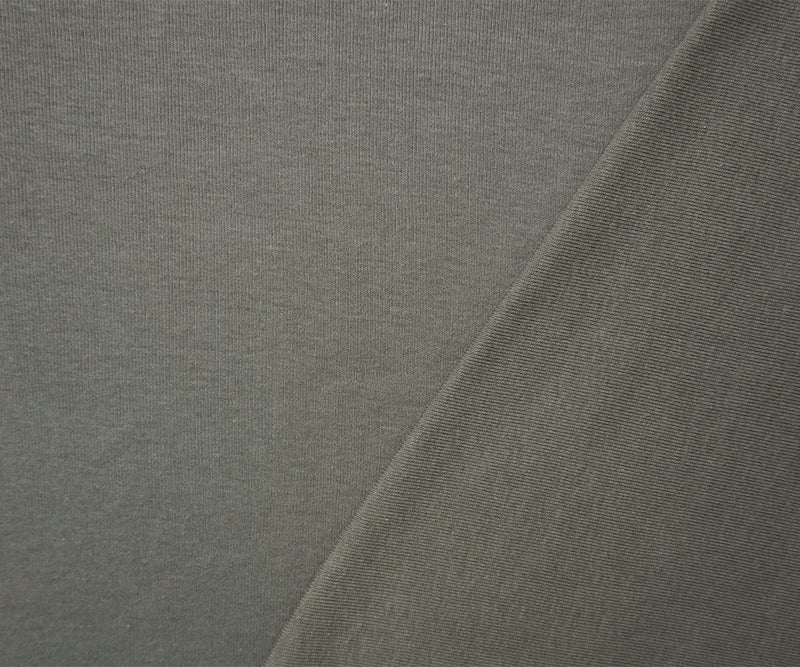 Gray Organic Cotton Solid 1X1 Rib Knit Fabric