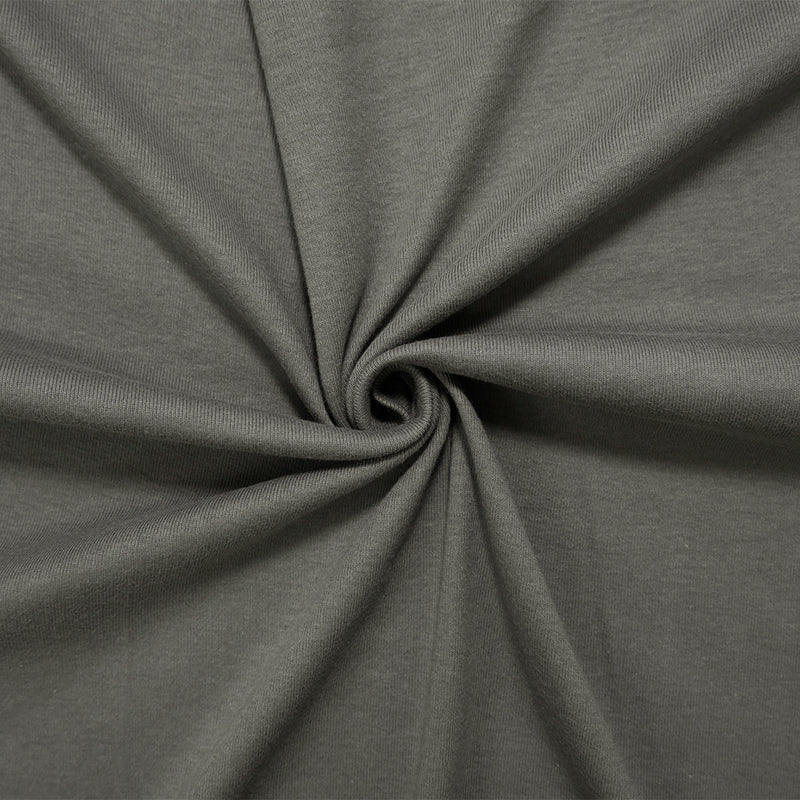 Gray Organic Cotton Solid 1X1 Rib Knit Fabric