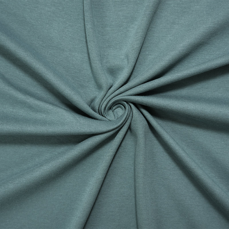 Green Organic Cotton Solid 1X1 Rib Knit Fabric
