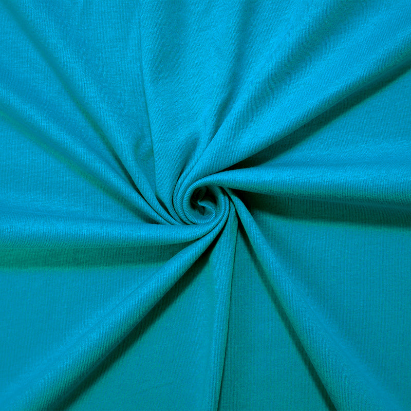 Turquoise Organic Cotton Solid 1X1 Rib Knit Fabric