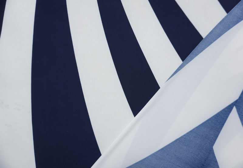 Navy-Ivory Poly Chevron Printed ITY Jersey Knit Fabric