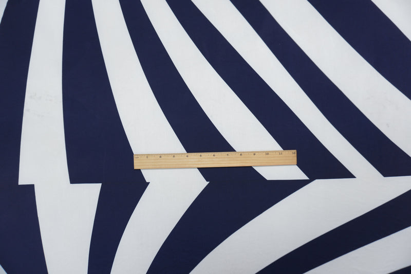 Navy-Ivory Poly Chevron Printed ITY Jersey Knit Fabric