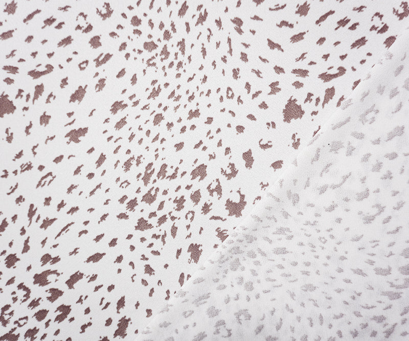 White-Beige Poly Spandex Stretch Abstract Printed ITY Moss Crepe Jersey Knit Fabric