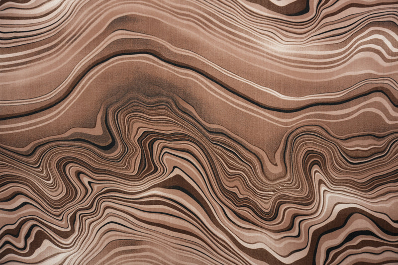 Brown-Beige-Black Poly Abstract Brushed Face Jersey Knit Fabric