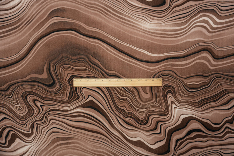Brown-Beige-Black Poly Abstract Brushed Face Jersey Knit Fabric