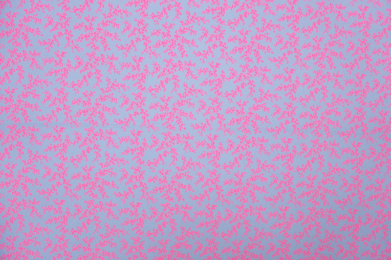 Blue- Neon Pink Poly Stretch Floral Print ITY Jersey Knit Fabric