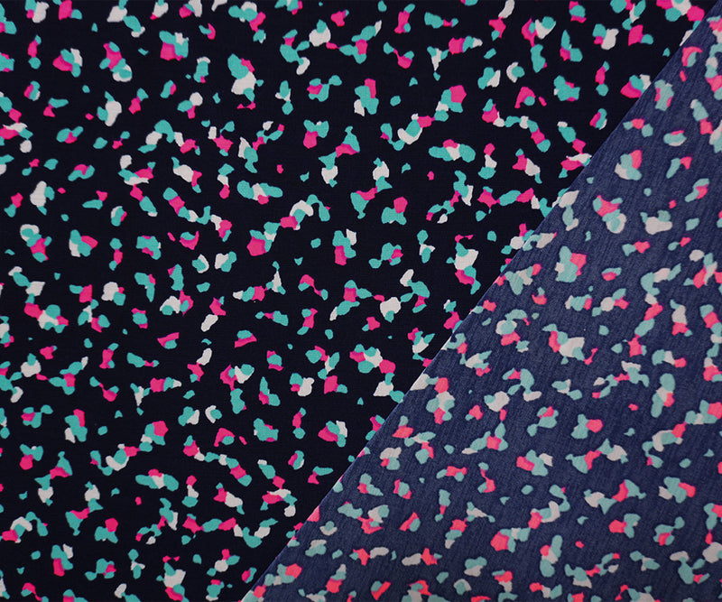 Blue-Pink Poly Stretch Abstract Printed ITY Jersey Knit Fabric