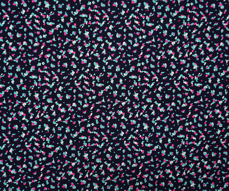 Blue-Pink Poly Stretch Abstract Printed ITY Jersey Knit Fabric