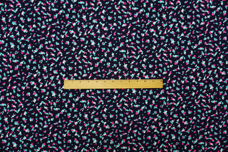 Blue-Pink Poly Stretch Abstract Printed ITY Jersey Knit Fabric