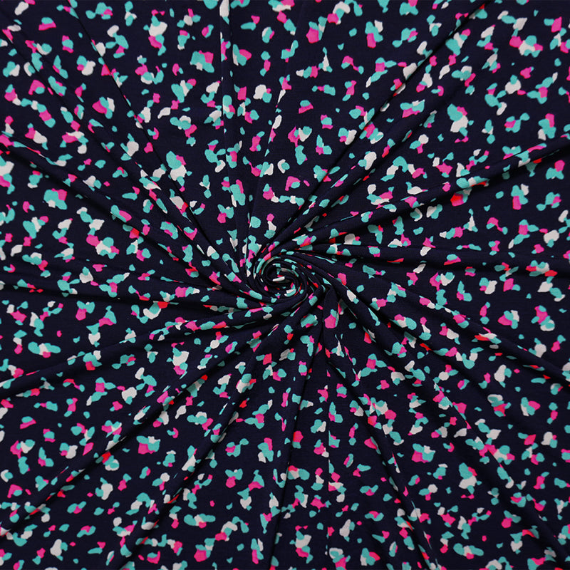Blue-Pink Poly Stretch Abstract Printed ITY Jersey Knit Fabric