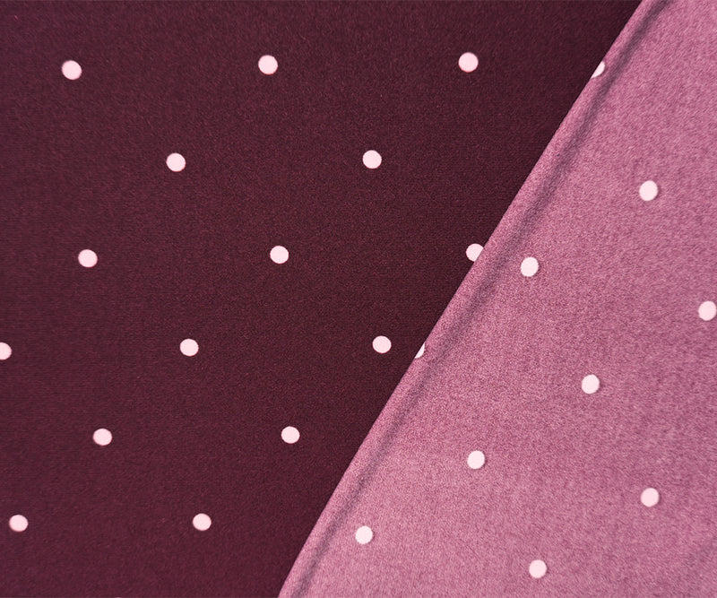 3 YD PC-Red-Pink Dot Printed Brushed Face ITY Jersey Knit Fabric
