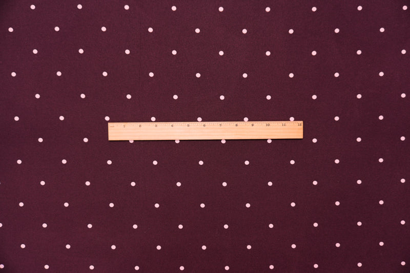 3 YD PC-Red-Pink Dot Printed Brushed Face ITY Jersey Knit Fabric