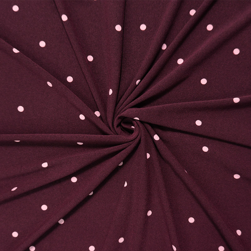 3 YD PC-Red-Pink Dot Printed Brushed Face ITY Jersey Knit Fabric