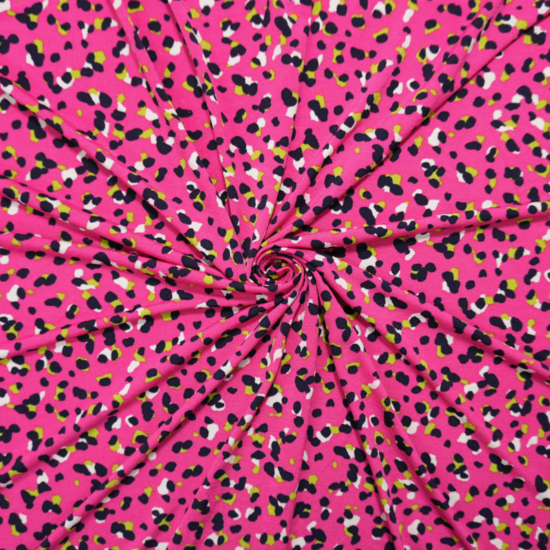Pink-Navy-Multi Poly Stretch Abstract ITY Jersey Knit Fabric