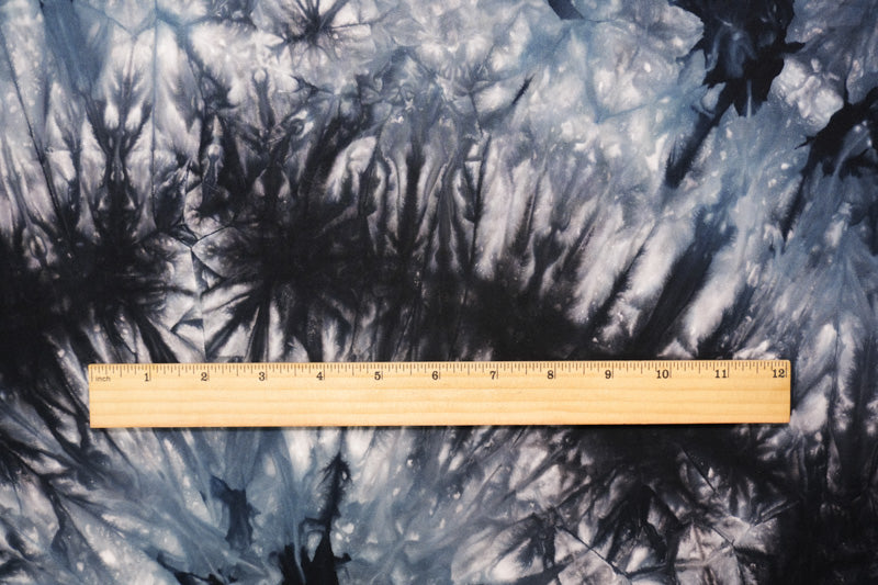 Black-Gray Rayon Tie Dye Printed Twill Woven Fabric