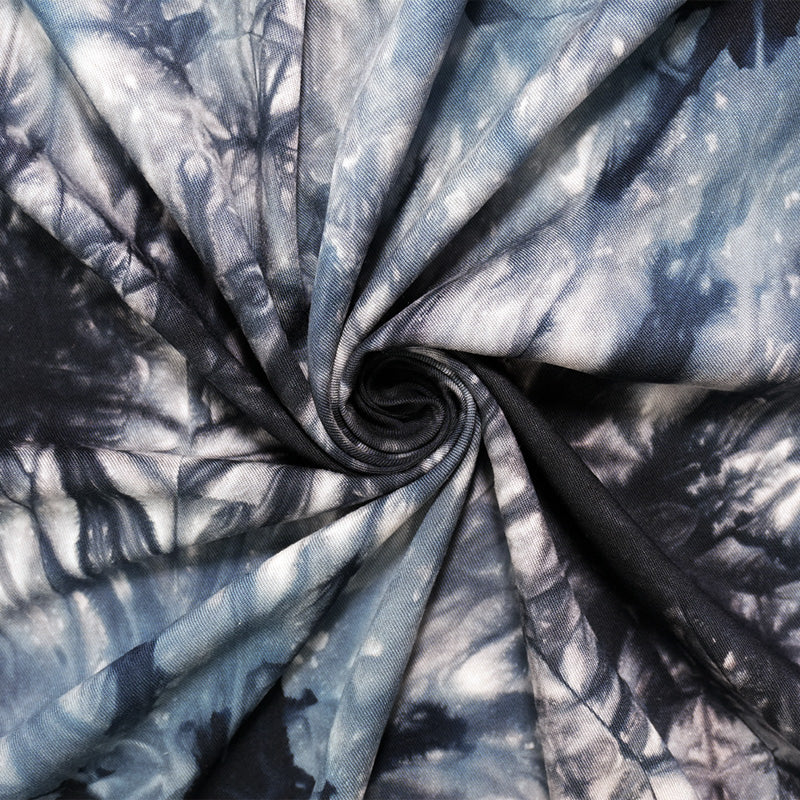 Black-Gray Rayon Tie Dye Printed Twill Woven Fabric