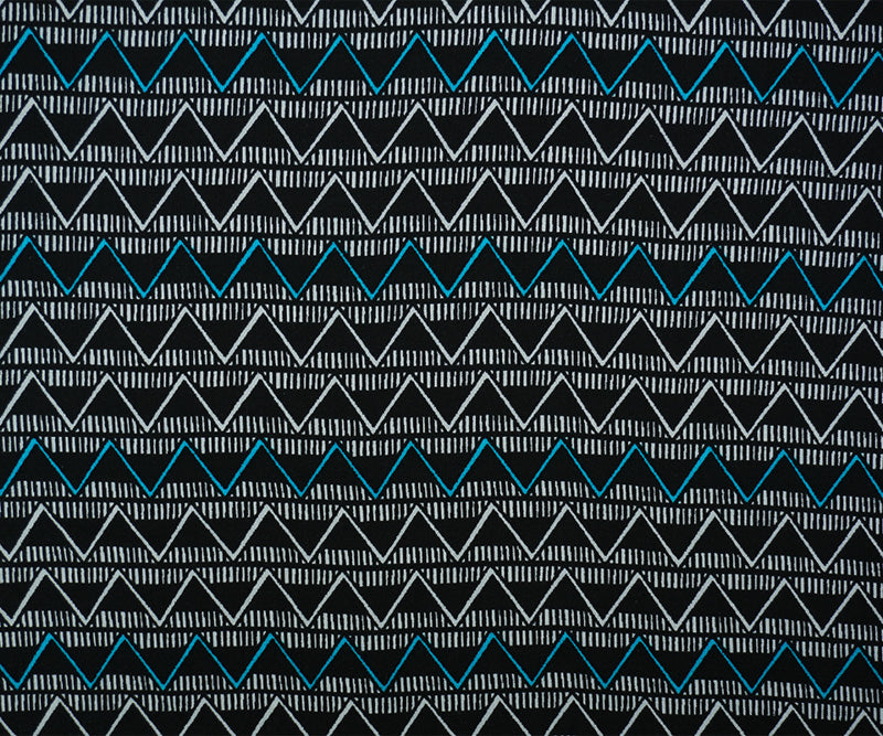 Black-Multi Rayon Chevron Printed Challis Woven Fabric