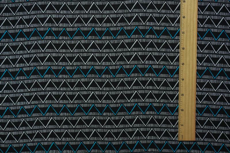 Black-Multi Rayon Chevron Printed Challis Woven Fabric